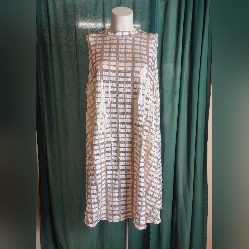 Gold Metallic and Ivory A Line Dress
